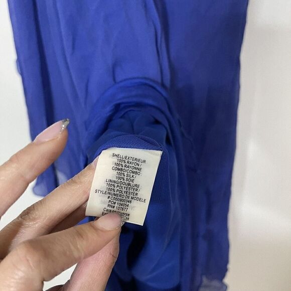 ALICE + OLIVIA Blue Silk chiffon one shoulder mini dress size US Large - Picture 5 of 6